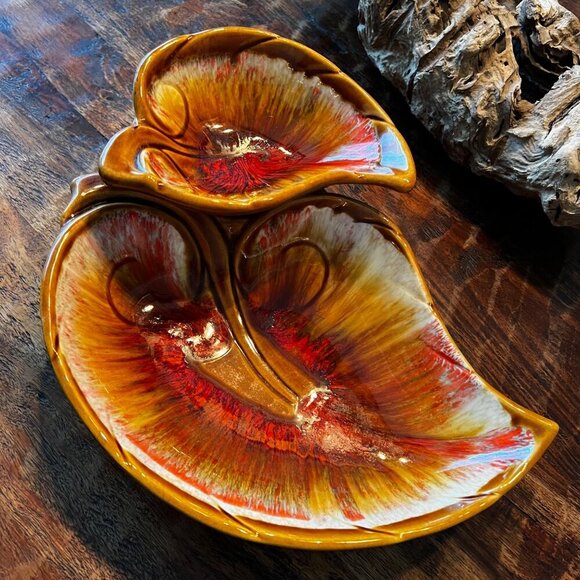 Vintage Maurice Of Calif USA Leaf-Shaped Ceramic Dish - Picture 3 of 11